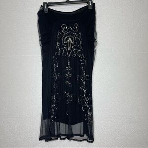 Alberta Ferretti Black Beaded Midi Skirt
